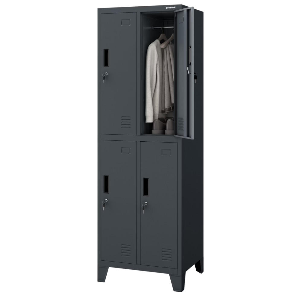 UMKLEIDESCHRANK Spind BERLIN 4 Abteile 172x55,9x45cm Anthrazit - Anthrazit, Metall (55.9/172/45cm) - DELUKE