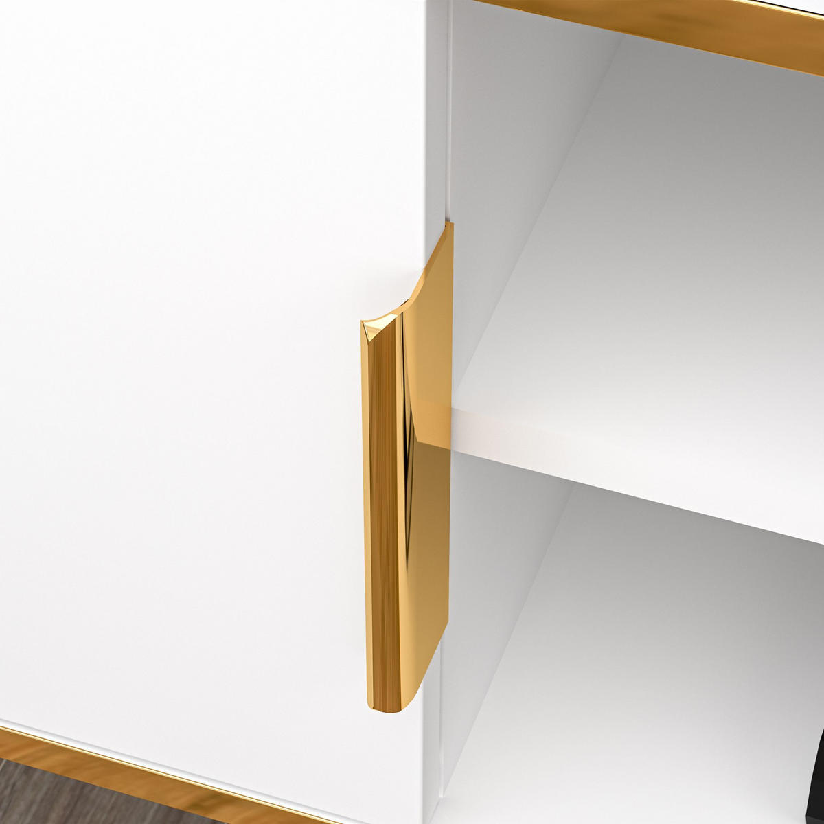 LOWBOARD VELTI TV-Schrank,Weiß - Weiß, Holzwerkstoff (160/53/40cm) - KONSIMO®