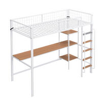 HOCHBETT 90/200 cm DE-02239, in Weiß, mit Tisch und Regalen - Weiß, Holzwerkstoff/Metall (90/200cm) - ComfortXL