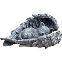 STEINFIGUR Katze im Flügel frostfest Steinguss Grabschmuck - Grau, Stein (11/5/8cm) - stoneandstyle