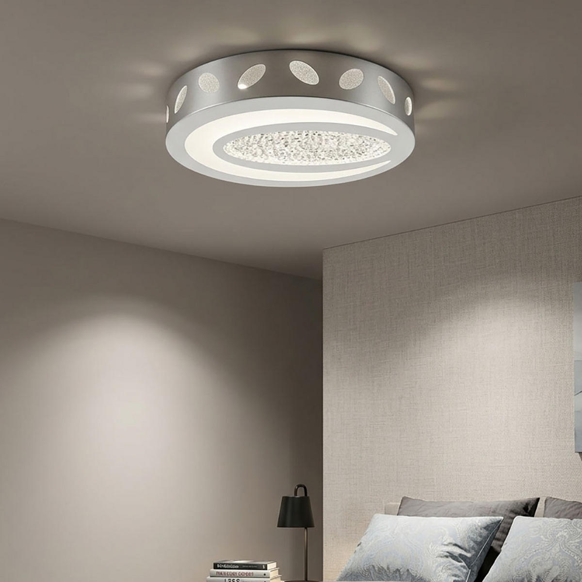 DECKENLEUCHTE VANILLA I Metall Weiß Kristalldekor - Weiß, Metall (40/40/11cm) - Globo Lighting