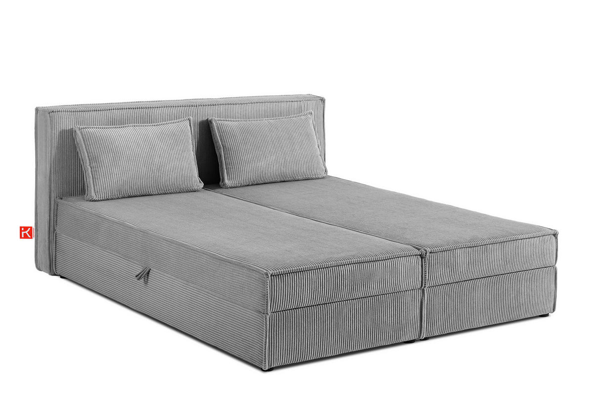 BOXSPRINGBETT ROTI mit Stauraum, hellgrau - Hellgrau/Schwarz, Holz/Holzwerkstoff (180/200cm) - KONSIMO®