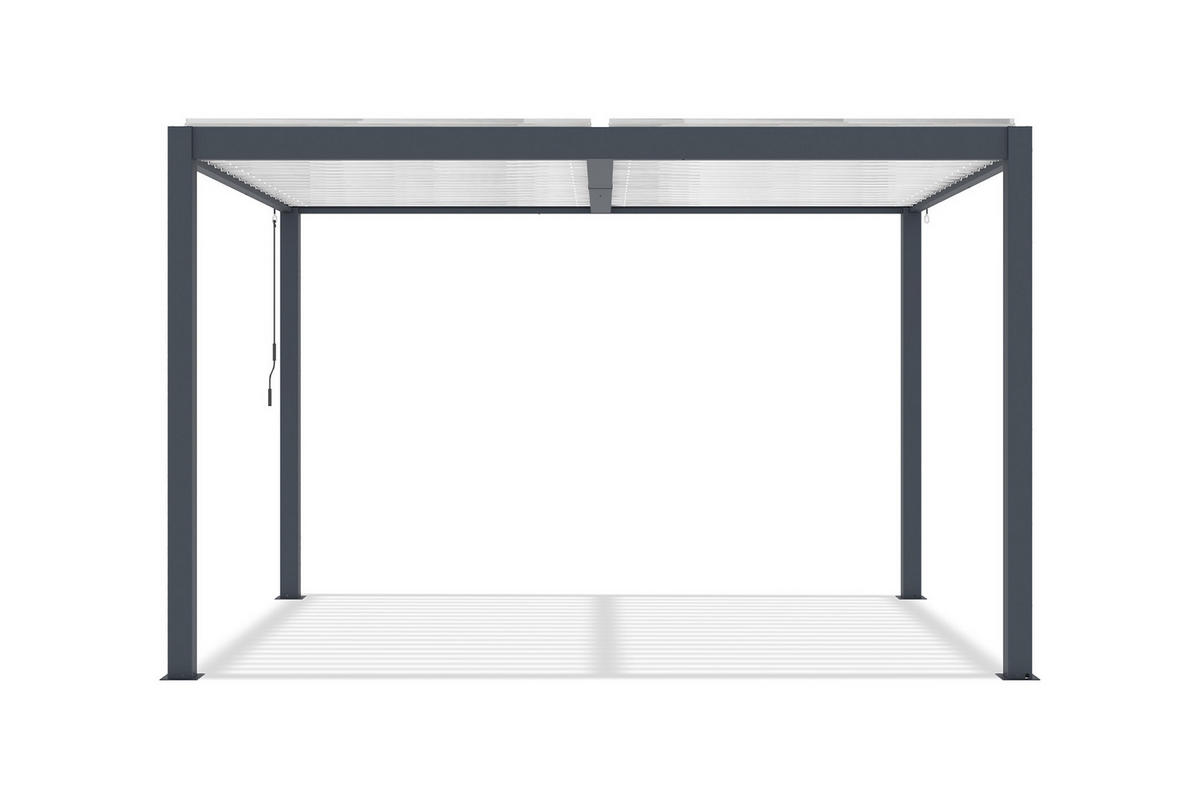 BIOKLIMA-PERGOLA Agosta 4x3m freistehend 250 cm hoch Graues Aluminium mit weißen - Grau, Metall (394/248/300cm) - Cazeboo