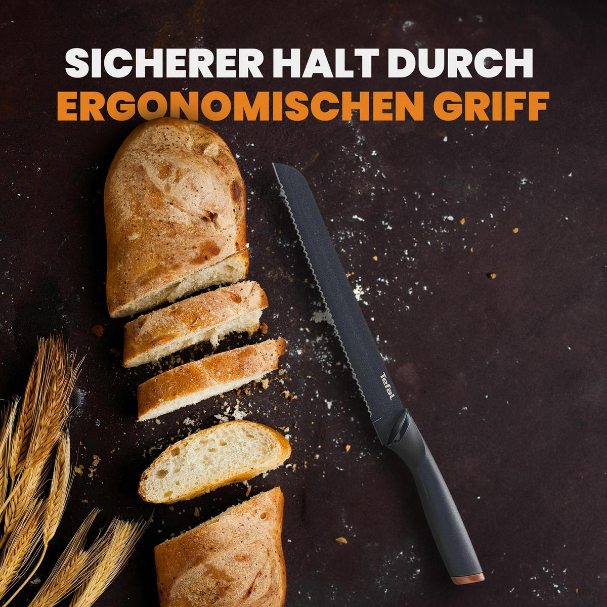 BROTMESSER Fresh Kitchen Brotmesser 20 cm, Klinge aus Edelstahl mit titanverstärkter Antihaftbeschichtung, inkl. Schutzhülle & spülmaschinenfest - Silberfarben, Kunststoff/Metall (34cm) - Bestlivings