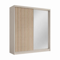 KLEIDERSCHRANK Lumil 200 cm Kaschmir Spiegel Griffe silber - Kaschmir, Holzwerkstoff (200/216/61cm) - KS Home Concept
