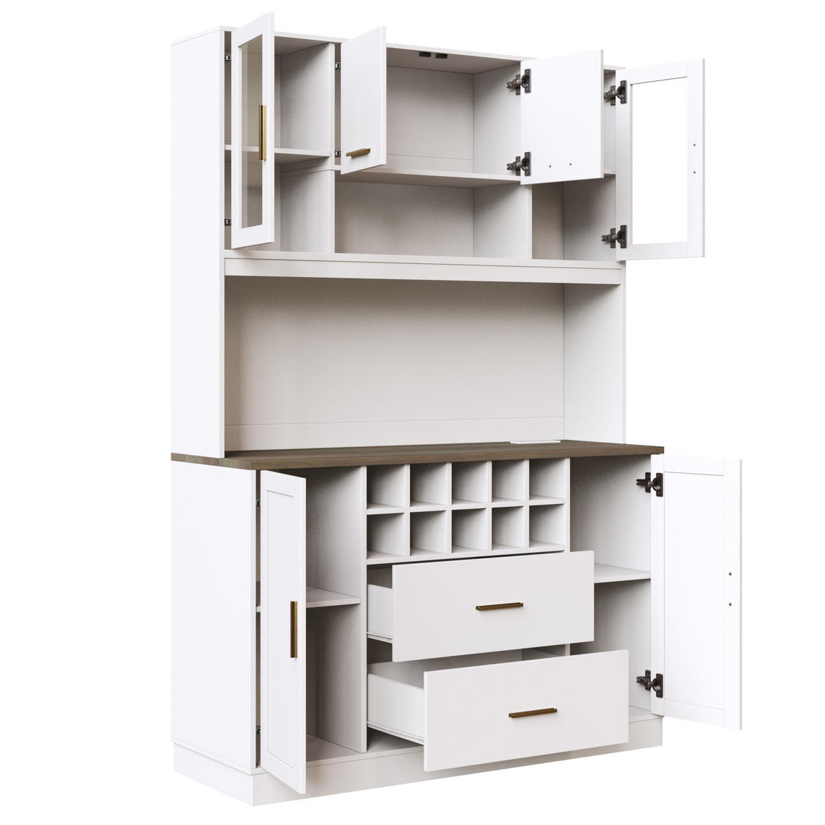 BUFFETSCHRANK Kombi Schwarz/Weiß 120/36.3/180 cm - Weiß, Holz (120/180/36.3cm) - PANGIVO