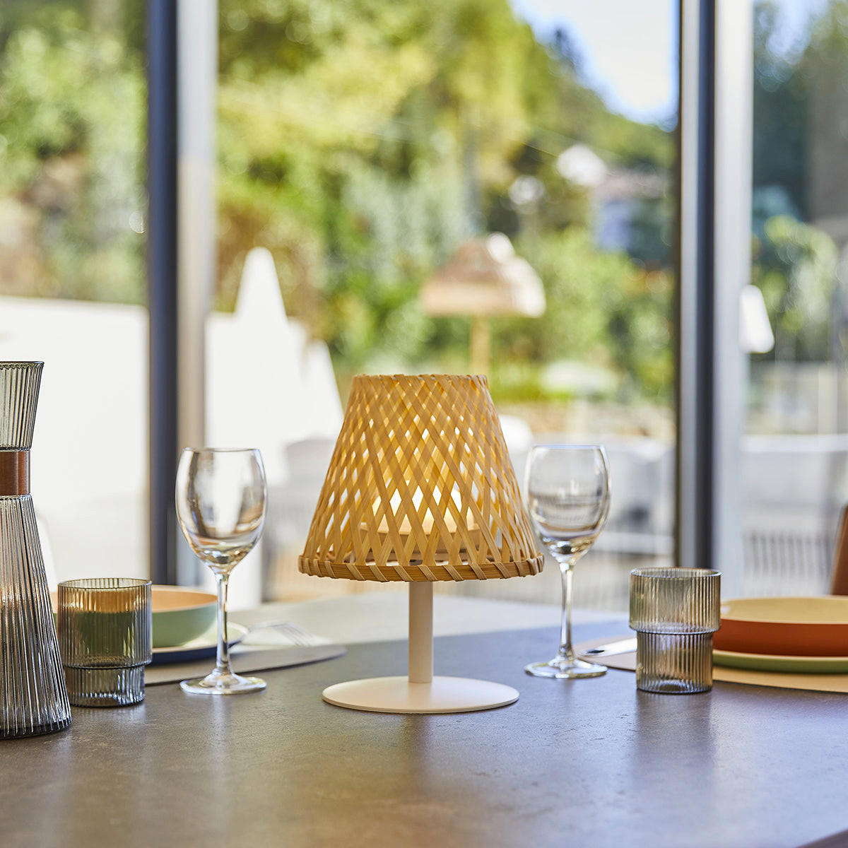 LED-TISCHLAMPE IBIZA beige - Beige, Holz (19/19/26cm) - Lumisky