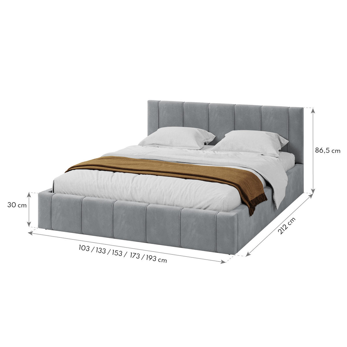 POLSTERBETT FLORIDA - Birkefarben/Beige, Holzwerkstoff/Metall (160/200cm) - FDM