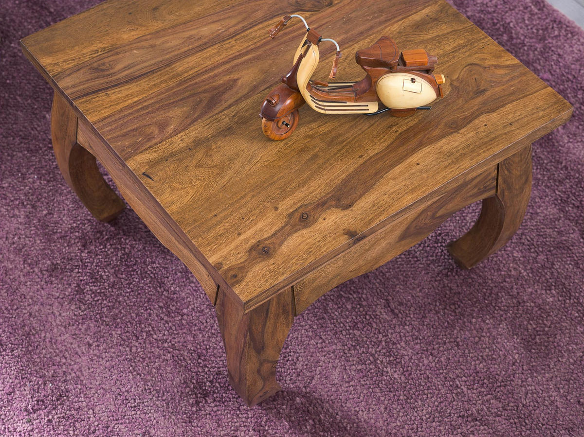 COUCHTISCH Sheesham Holz 60x60 cm, Landhausstil, handgefertigt, Opium-Form - Braun, Holz (60/60/40cm) - KADIMA DESIGN