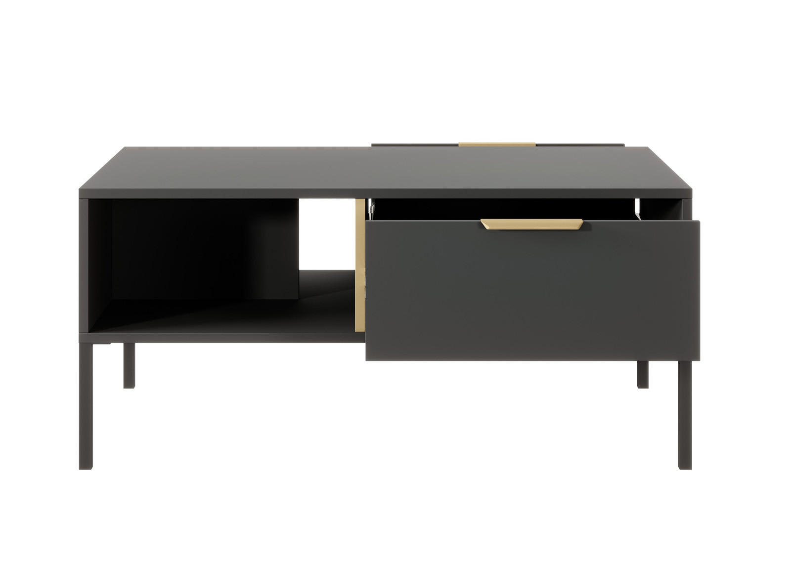 COUCHTISCH Lars anthrazit / gold 96,9 / 60 / 44,4 cm - Grau, Holz/Holzwerkstoff (60/96.6/44.4cm) - Feldmann-Wohnen