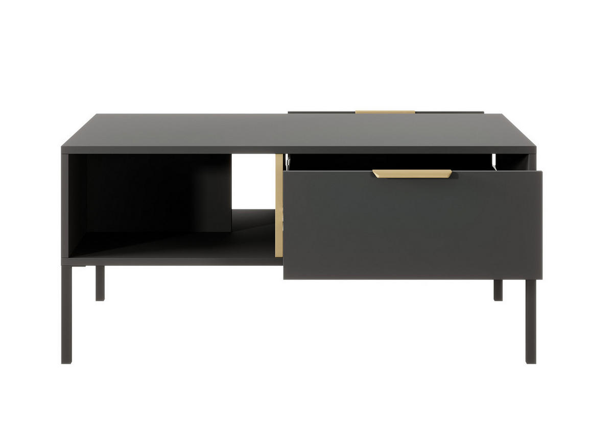 COUCHTISCH Lars anthrazit / gold 96,9 / 60 / 44,4 cm - Grau, Holz/Holzwerkstoff (60/96.6/44.4cm) - Feldmann-Wohnen