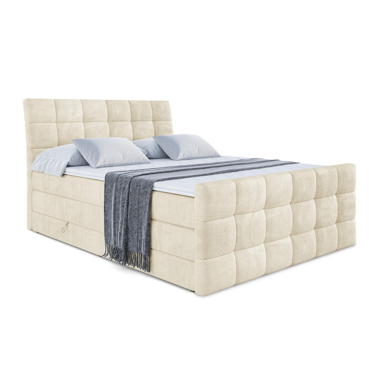 BOXSPRINGBETT BRUGO-Z KING - 120 x 200 - H3/H4 - Beige - Beige, Holzwerkstoff (120/200cm) - ALTDECOR