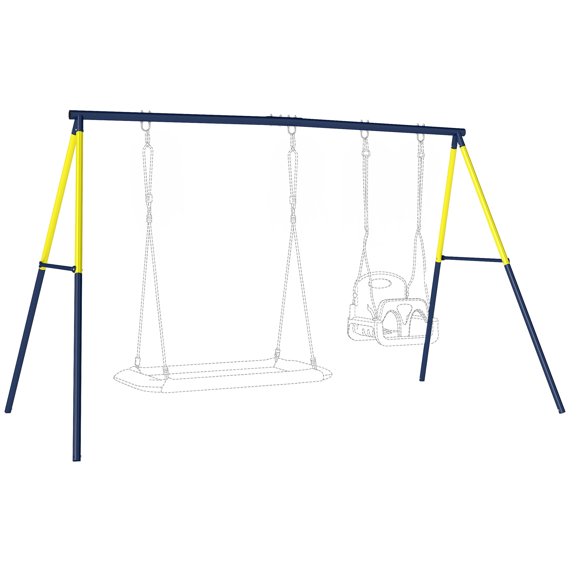 SCHAUKEL DE-17990 mit 2 Schaukeln & A‑Rahmen Blau - Blau, Metall (160/260cm) - ComfortXL