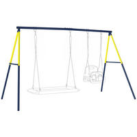 SCHAUKEL DE-17990 mit 2 Schaukeln & A‑Rahmen Blau - Blau, Metall (160/260cm) - ComfortXL