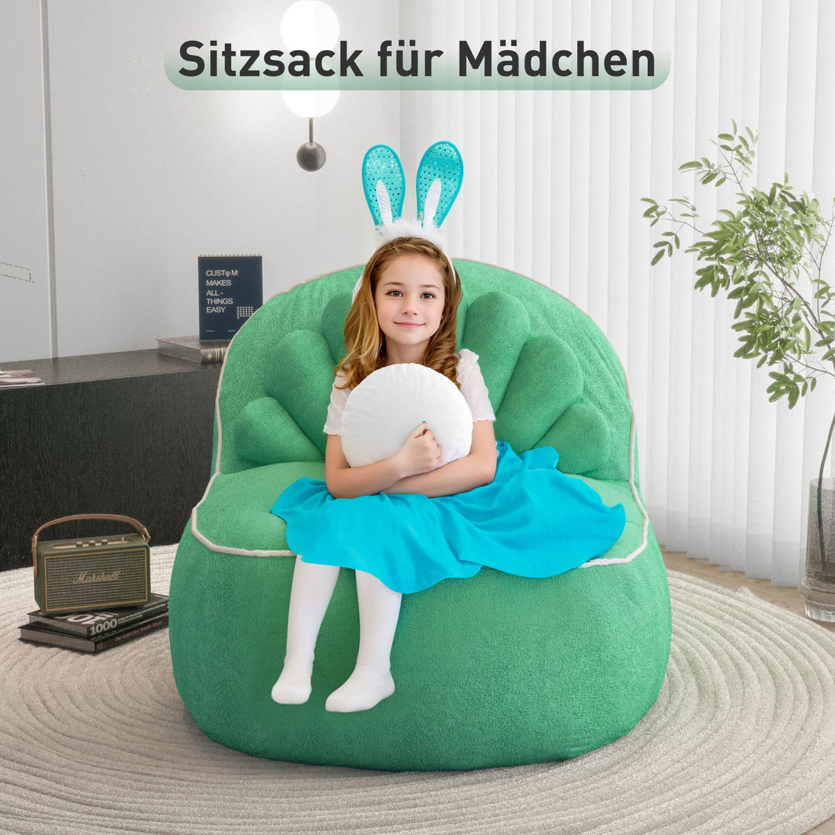 MUSCHEL-SITZSACK - Weiß/Grün, Textil (98/78/110cm) - Vercart