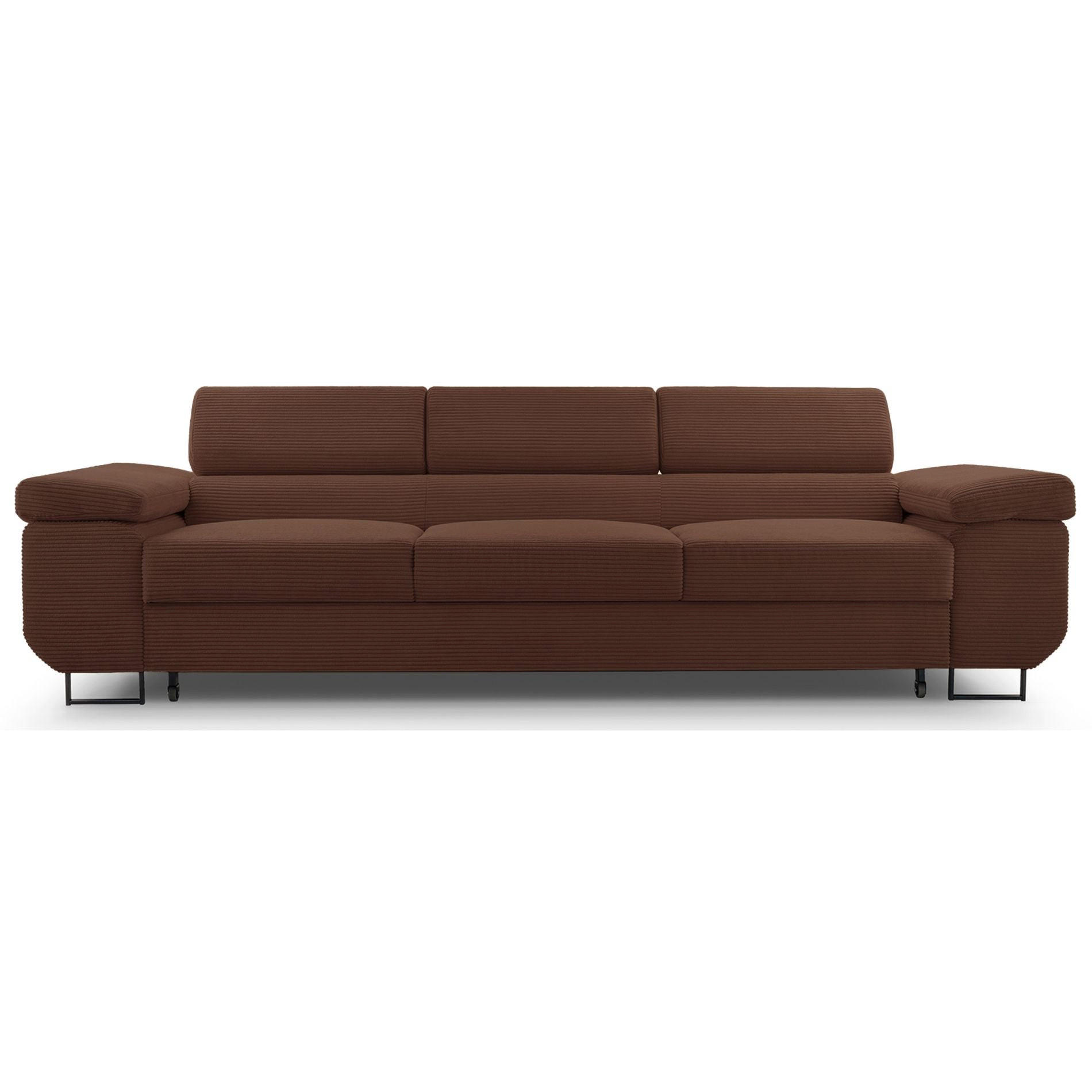 3-SITZER SOFA Capurso Rostbraun Cord - Dunkelorange/Schwarz, Textil/Metall (274/90/98cm) - Selsey