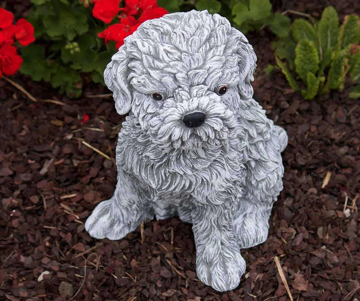 STEINFIGUR Hund Shih Tzu frostfest massiver Steinguss - Grau, Stein (20/30/21cm) - stoneandstyle