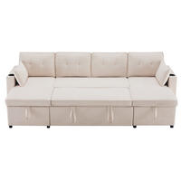 SCHLAFSOFA 270/130/86 cm in Beige – ausziehbar mit Stauraum und Getränkehaltern - Beige, Textil (130/86/270cm) - BEAOK