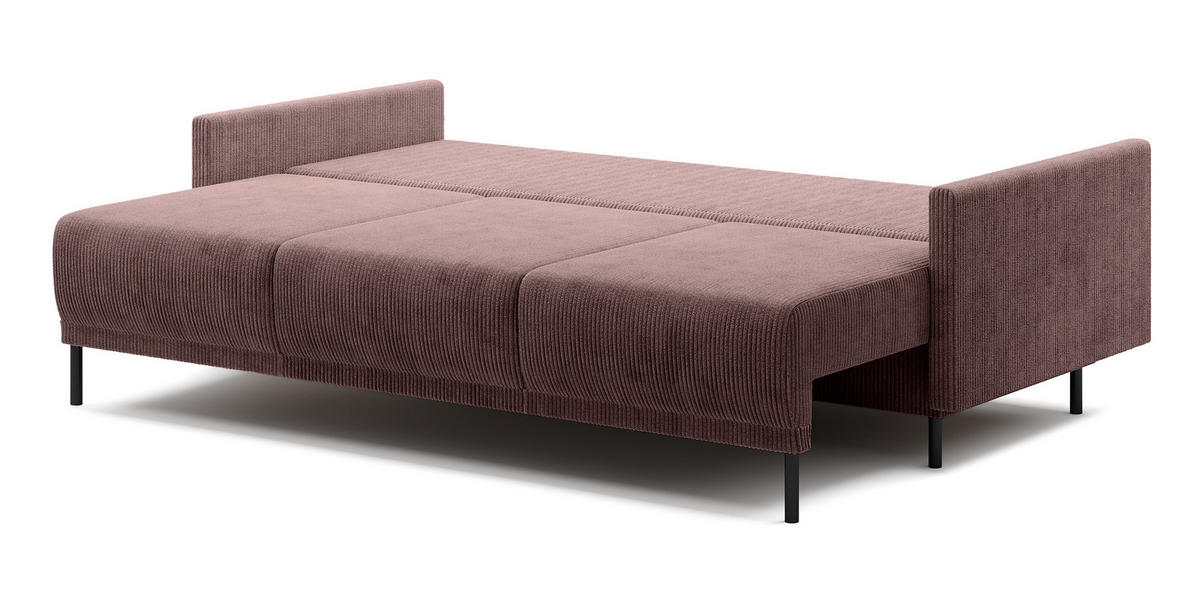 SCHLAFSOFA Hamiel Lila Cordbezug 212 cm - Flieder/Schwarz, Holz/Textil (212/87/97cm) - Selsey