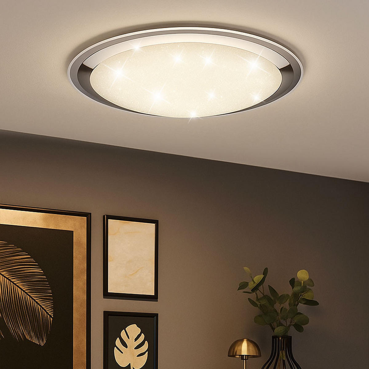 LED DECKENLEUCHTE Sterneneffekt Weiß - Silberfarben, Glas (85/85/12.5cm)