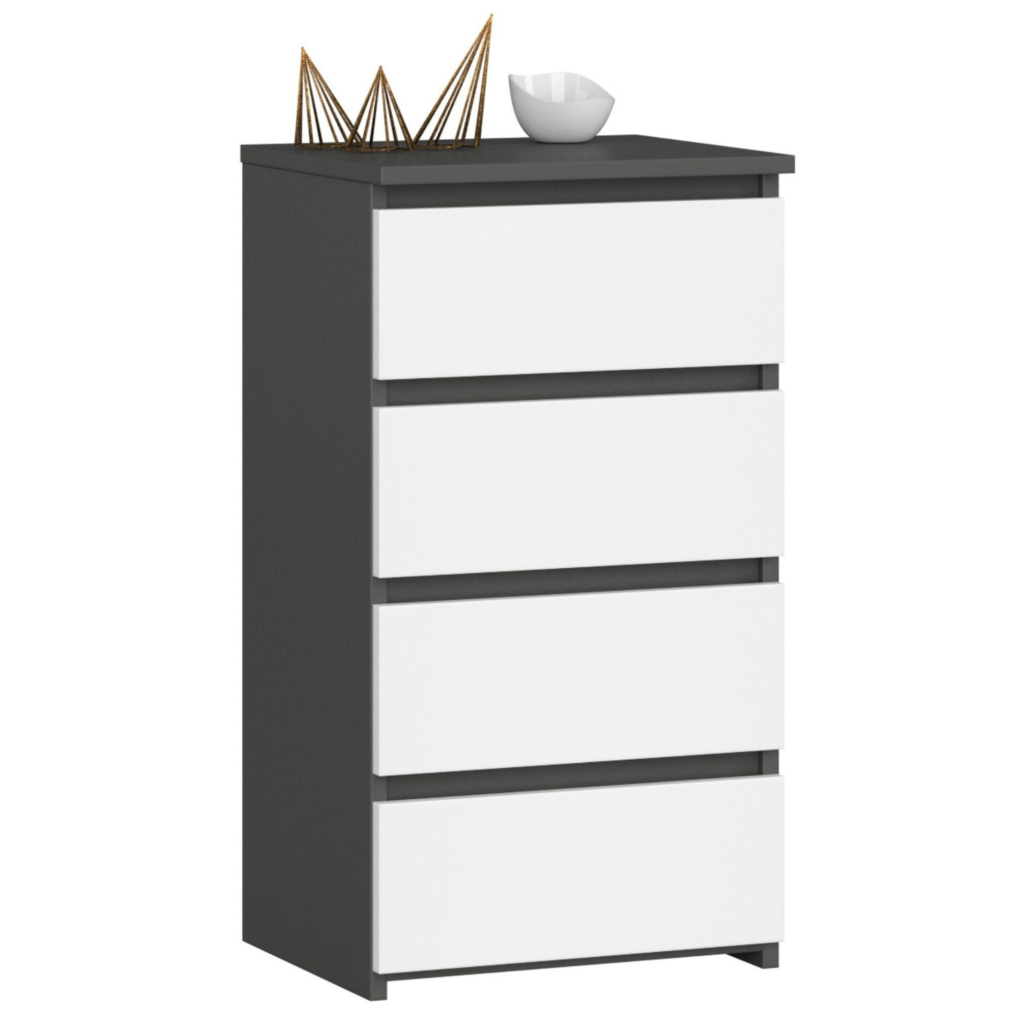 KOMMODE Grau, Weiß 40x35x74 cm - Weiß/Grau, Holzwerkstoff (40/74/35cm) - Akord