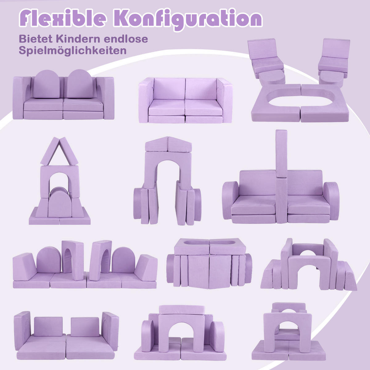 KINDERSOFA 60cm Lila - Lila, Textil (72/60/142cm) - COSTWAY