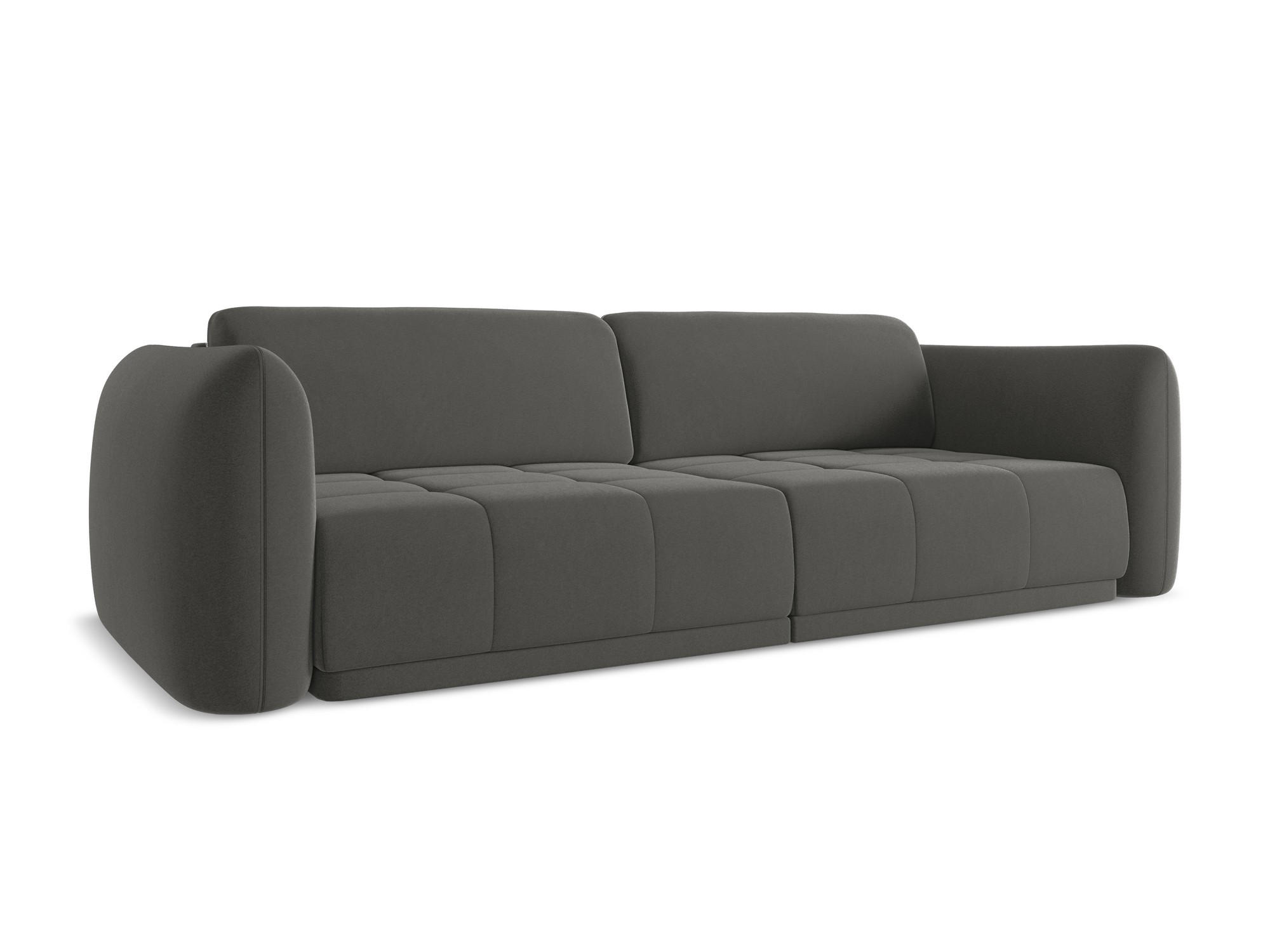 3-SITZER SOFA Samt Stoff Grau - Dunkelgrau/Schwarz, Kunststoff/Textil (210/74/105cm) - Makamii