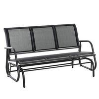 GARTENSCHAUKELBANK aus Metall 147x75x85 cm Schwarz mit Schaukelfunktion und atmungsaktivem Netzbezug - Schwarz, Metall (75/85/147cm) - Modfu