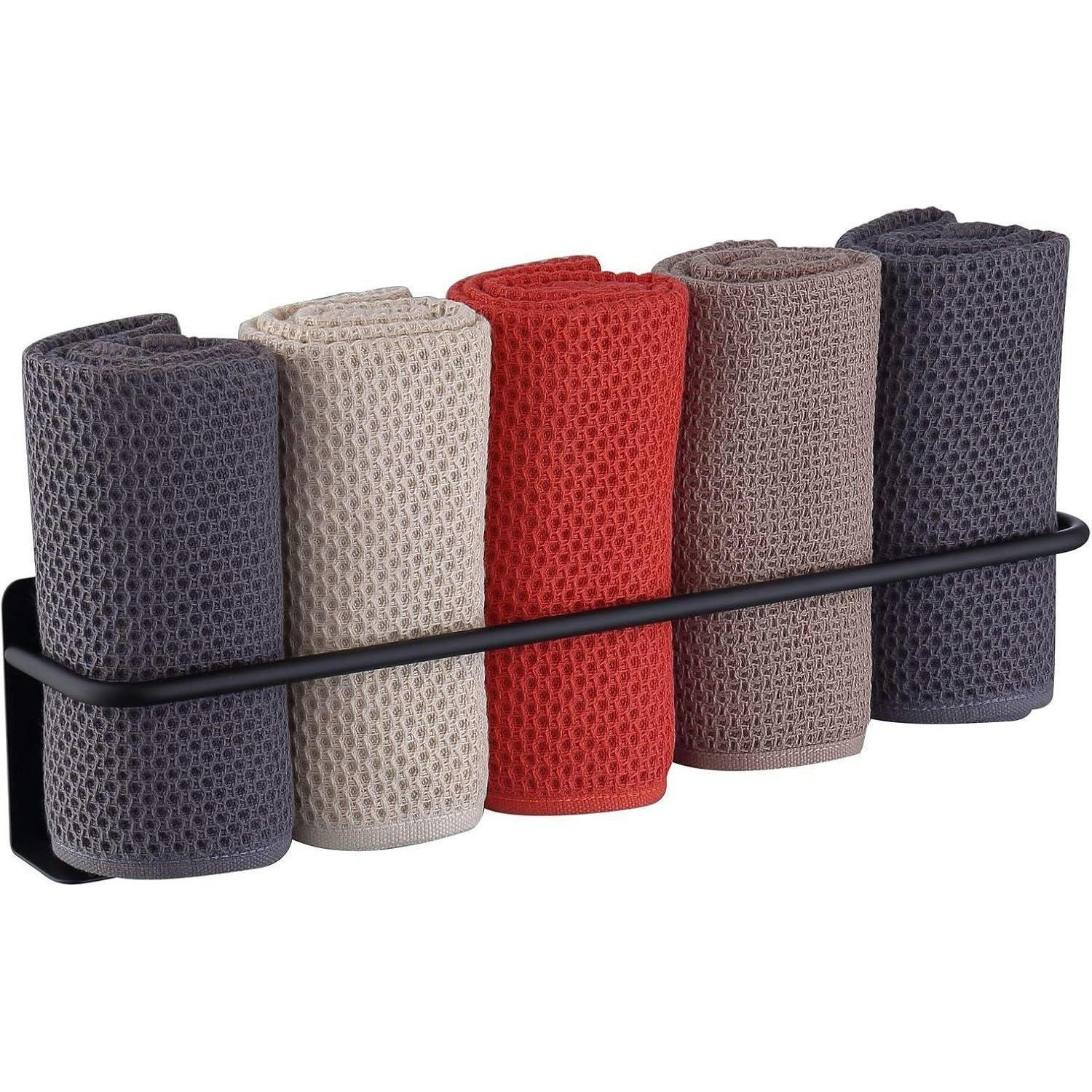 HANDTUCHHALTER 40 cm Edelstahl Schwarz Selbstklebend - Multicolor, Metall (9/7/40cm)