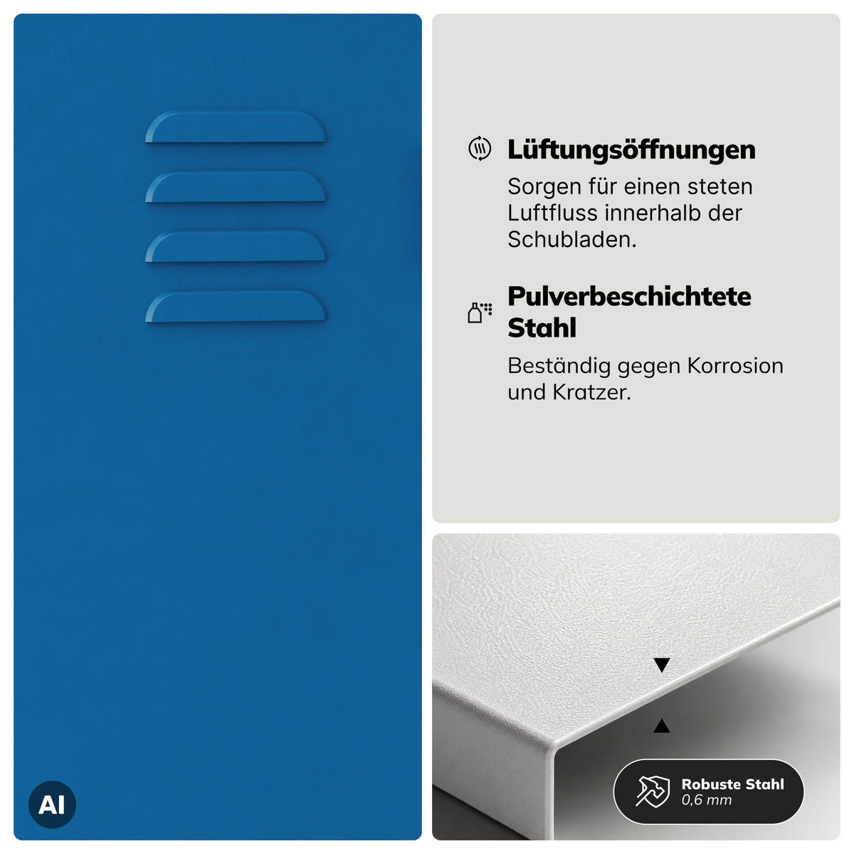 KLEIDERSCHRANK JULIA 185x80x45 cm - Blau/Grau, Metall (80/185/45cm) - Jan Nowak
