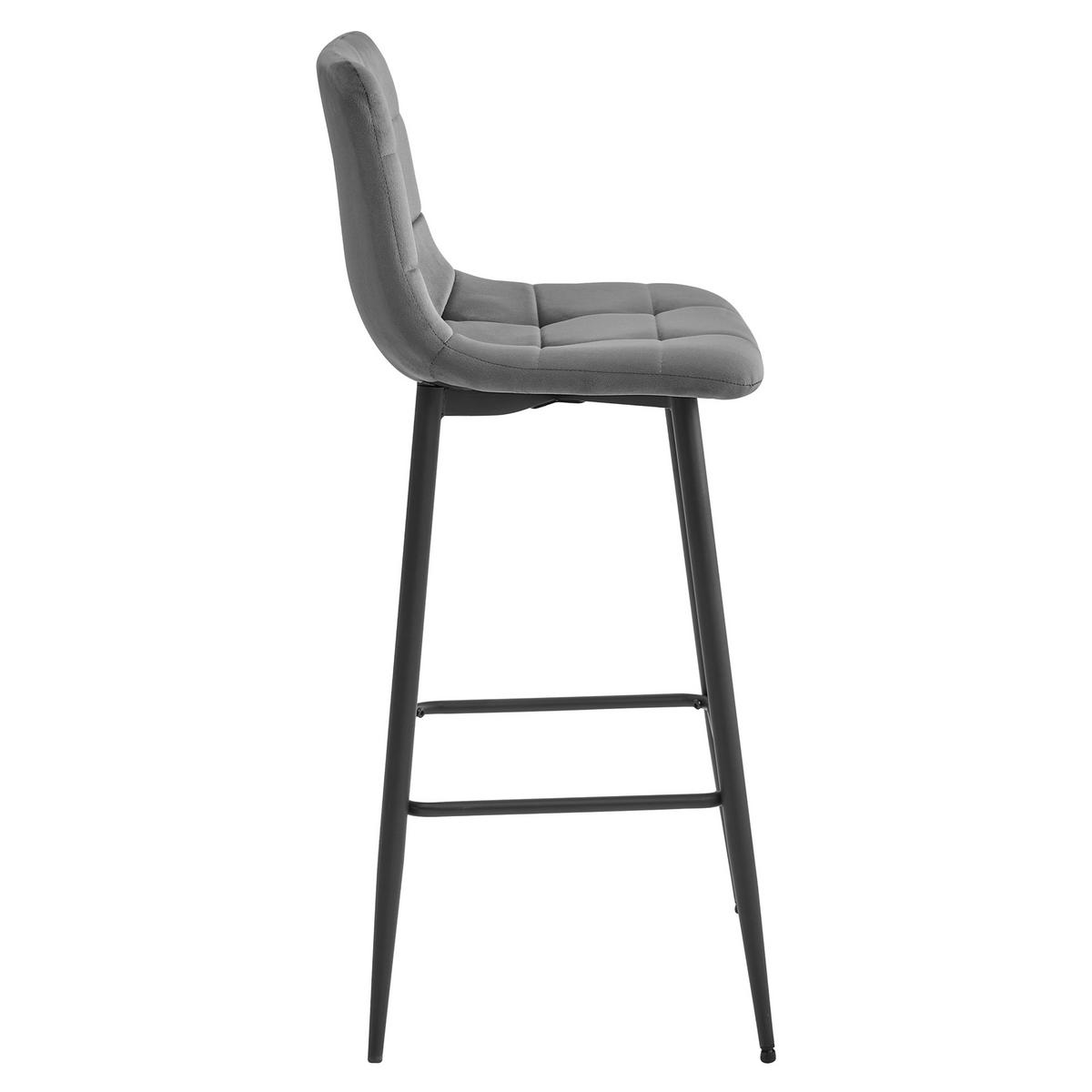 BARHOCKER Dunkelgrau 43,5x32,5 cm ARCETO Samtbezug - Dunkelgrau, Metall (43.5/55/32.5cm)