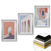 WANDBILDER 3er Set - 20x30 cm Silberner Rahmen - Minimalistische Architekturillustrationen - Silberfarben, Kunststoff (20/30cm) - ArtPrintCave