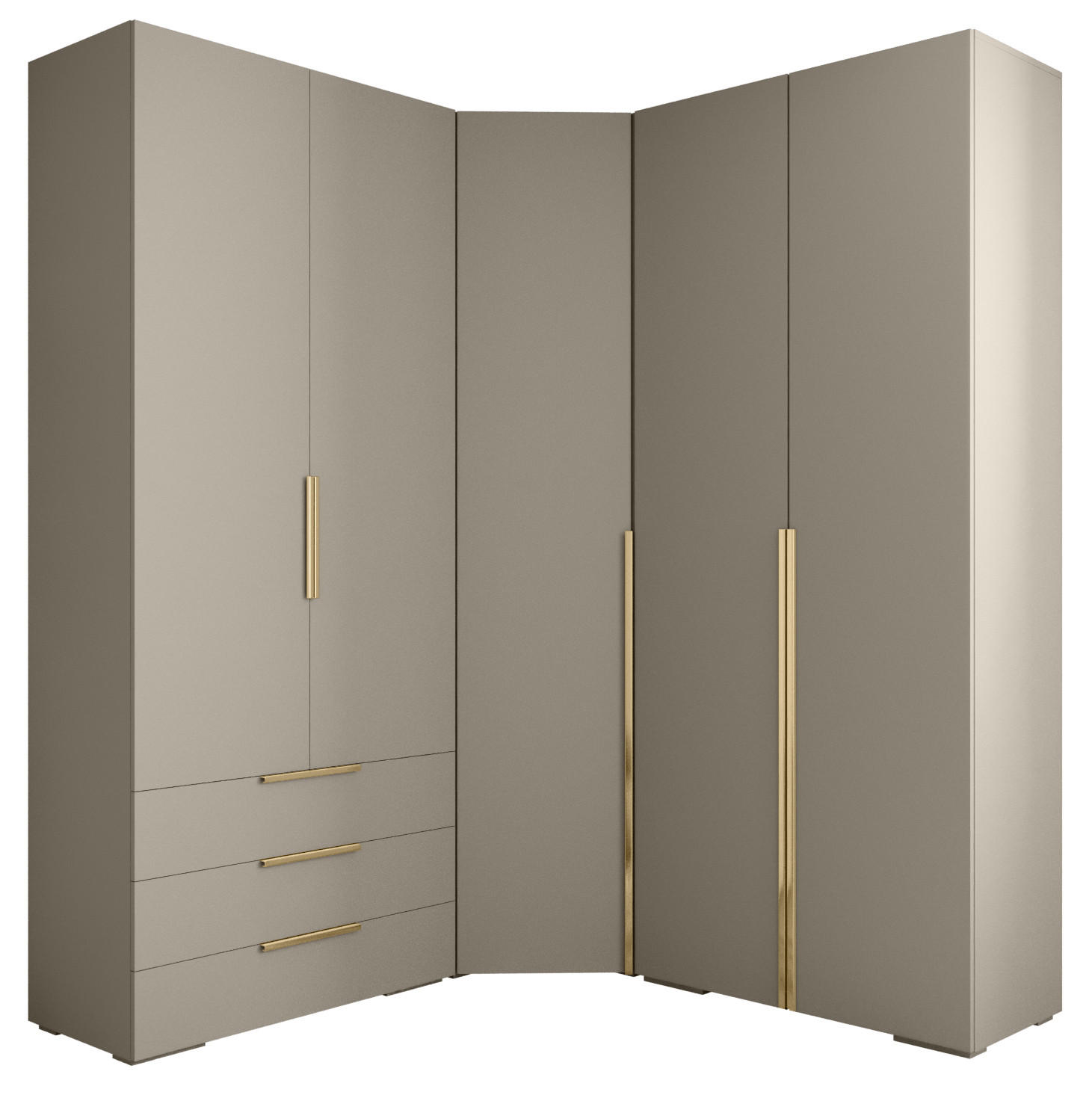 Abiks Möbel Garderoben-Set Kaschmir, Gold 181.7x236.7x47 cm