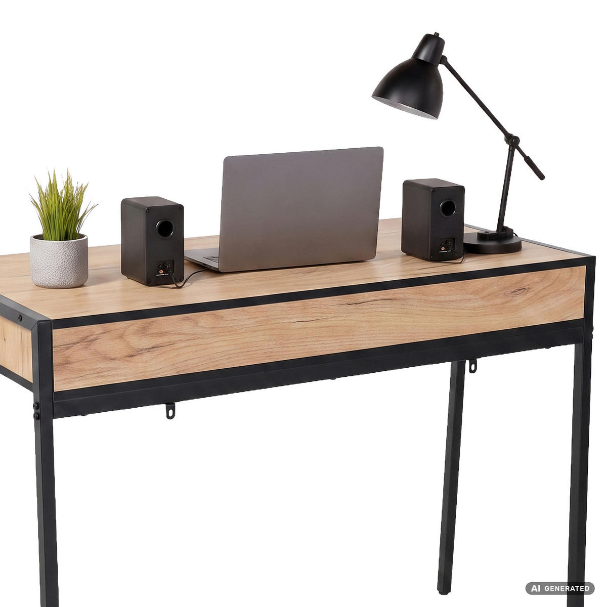 SCHREIBTISCH ZENTIA 100 cm Craft Eiche - Eichefarben/Schwarz, Holzwerkstoff (100/45/80.5cm) - Akord