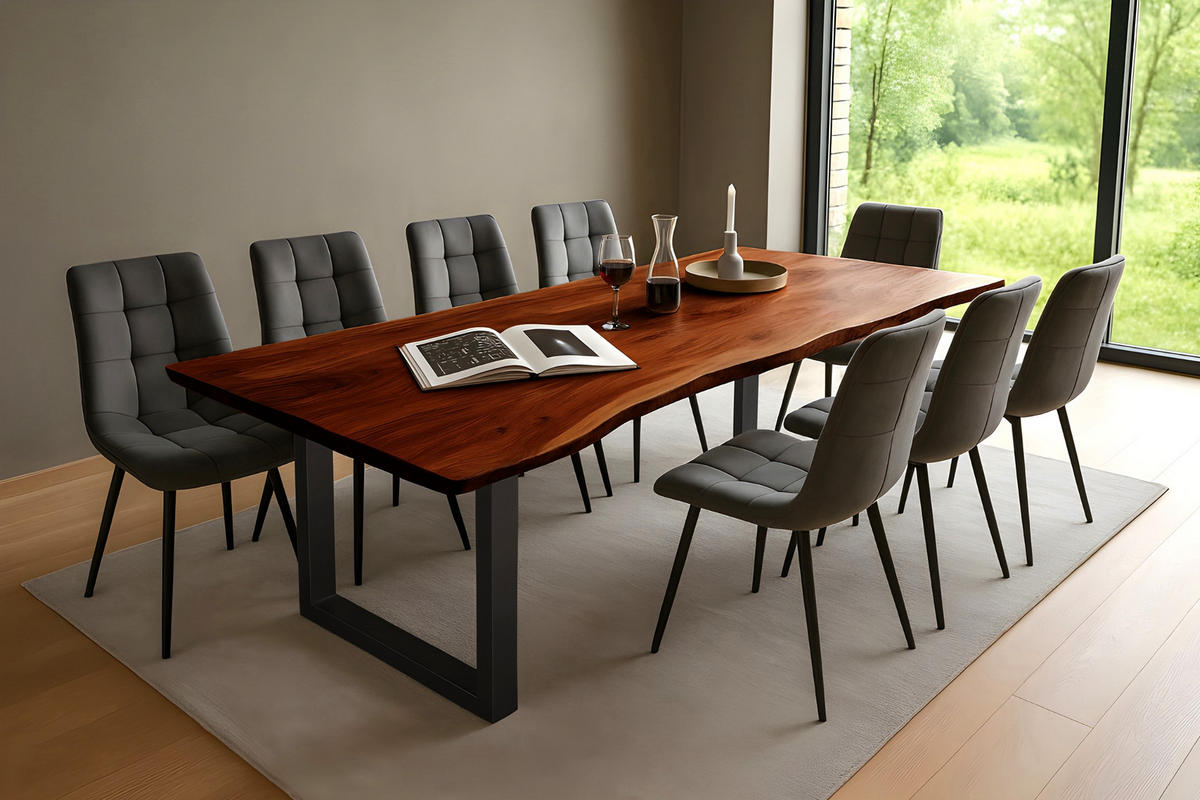 ESSTISCH MAX - Nussbaumfarben/Schwarz, Holz/Metall (100/240/77cm) - SAM