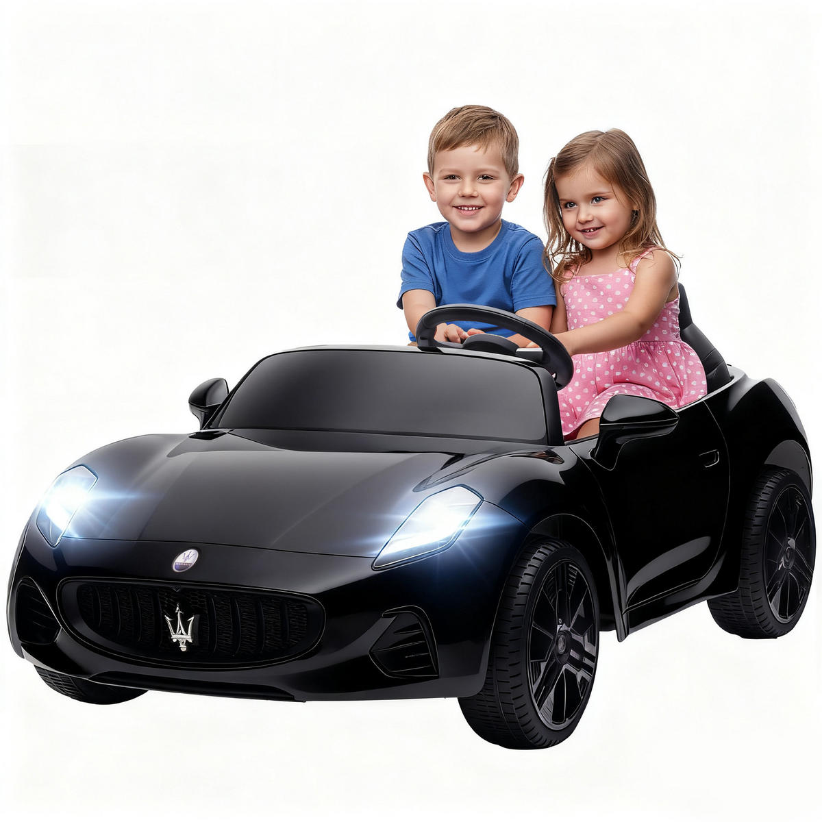 ELEKTROAUTO DE-06177 2-Sitzer mit Fernbedienung und LED Schwarz - Schwarz, Kunststoff/Metall (120/72/50cm) - ComfortXL