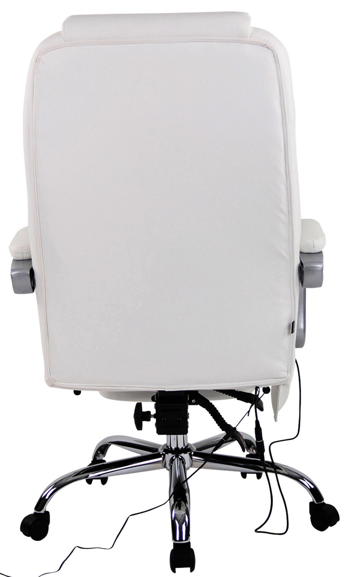 BÜROSTUHL Pacira, Echtleder mit Massagefunktion Weiß - Weiß, Leder/Metall (68/127/64cm) - TPFLiving