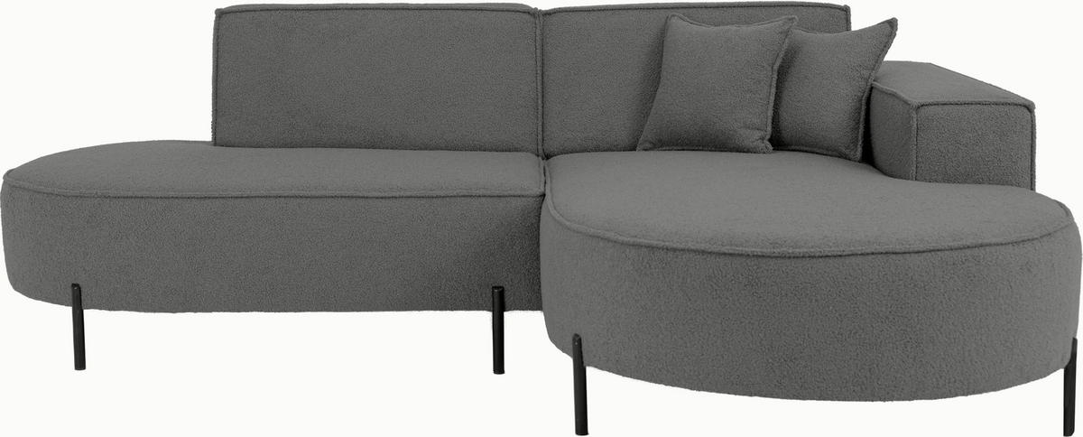 ECKSOFA Hana Loft 3-Sitzer Ecke Rechts, Boucle, Grau 241/80/168 cm - Schwarz/Grau, Textil/Metall (241/168cm) - WFL GROUP