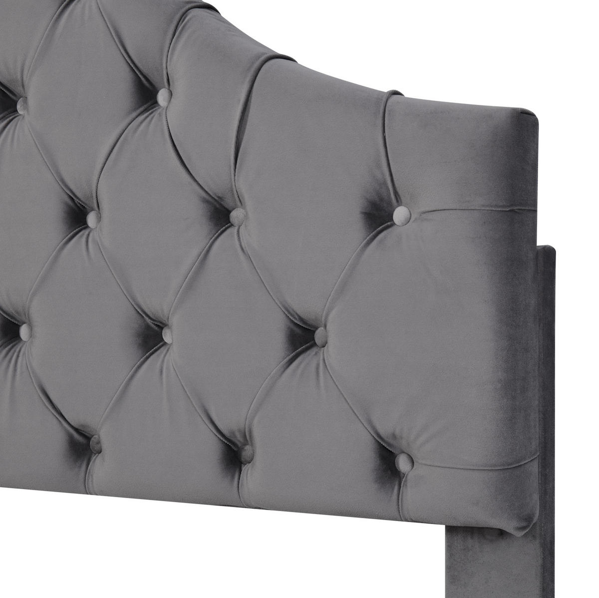 POLSTERBETT 90/200 cm grau mit höhenverstellbarem Kopfteil und Lattenrost - Grau, Textil (90/200cm) - OKWISH