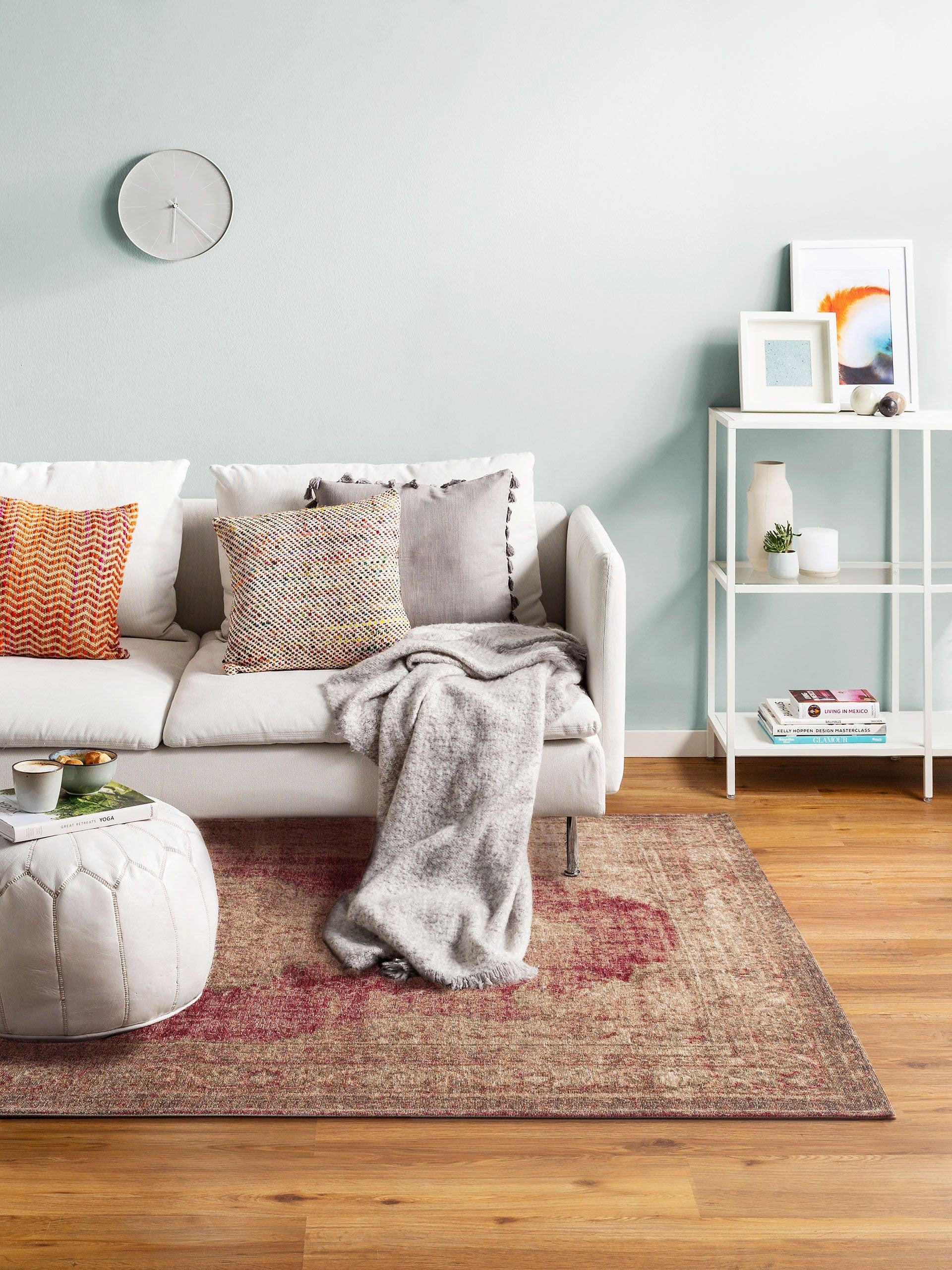 FLACHGEWEBETEPPICH Stay Beige/Rot 115x180 cm - Beige, Textil (115/180cm) - benuta Pop