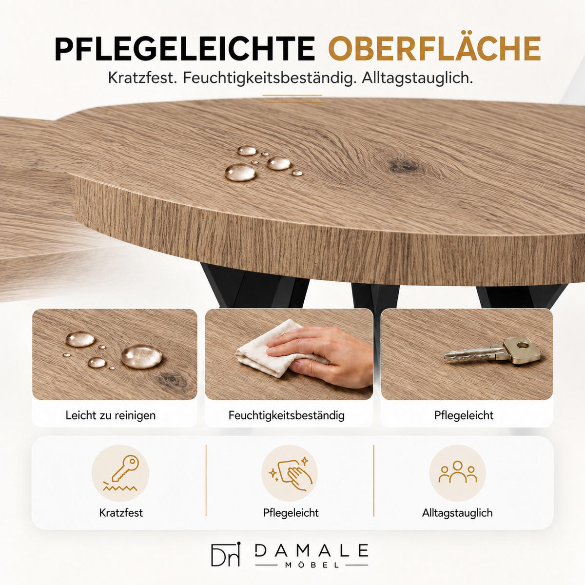 ESSTISCH rund ausziehbar 90/190/76 cm, Graubraun Eiche Halifax Egger, 54 cm Tischplatte + Industrial Metallgestell Schwarz - Eichefarben/Graubraun, Holzwerkstoff/Metall (90/190/76cm) - Damale Möbel