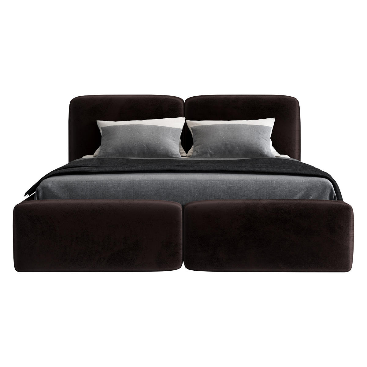 POLSTERBETT OLKE 140x200 Dunkelbraun - Dunkelbraun, Textil (140/200cm) - A&J MöbelLand