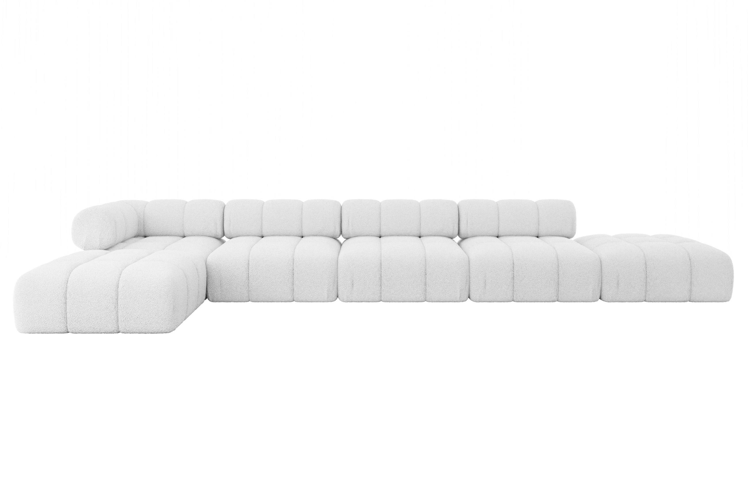 ECKSOFA modulares Sofa Kerru-L3 - 475x190x70 cm Weiß Bouclé - Weiß, Holzwerkstoff/Textil (475/190cm) - ALTDECOR