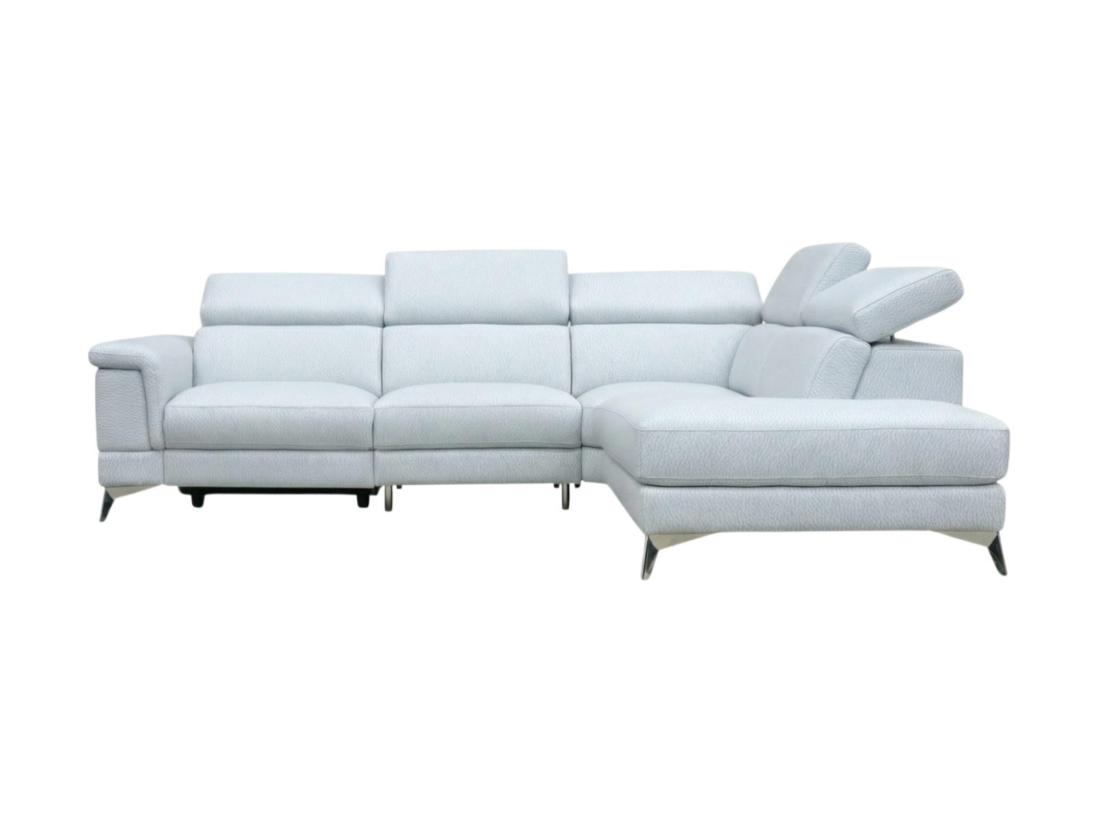 ECKSOFA Planet Echtleder Weiß - Weiß, Leder/Metall (256/232cm)