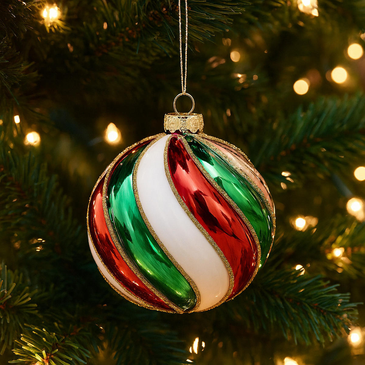 WEIHNACHTSKUGEL Glas CANDYBALL, Ø100 mm, Weiß, Christbaumkugeln, Weihnachtsdeko Xmas, Christmas Deko - Weiß, Glas (10/10/10cm) - home&you