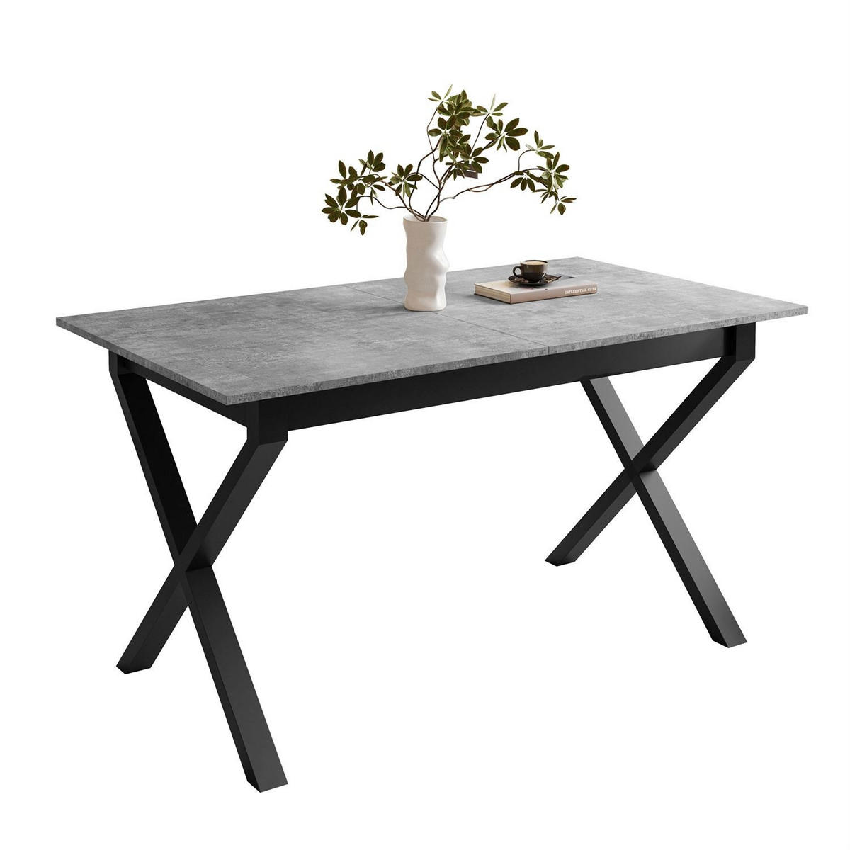 ESSTISCH ARTON II ausziehbarer Tisch 140-195 cm für 6-8 Personen - Schwarz/Grau, Holzwerkstoff/Metall (140/80/77cm) - Lookway