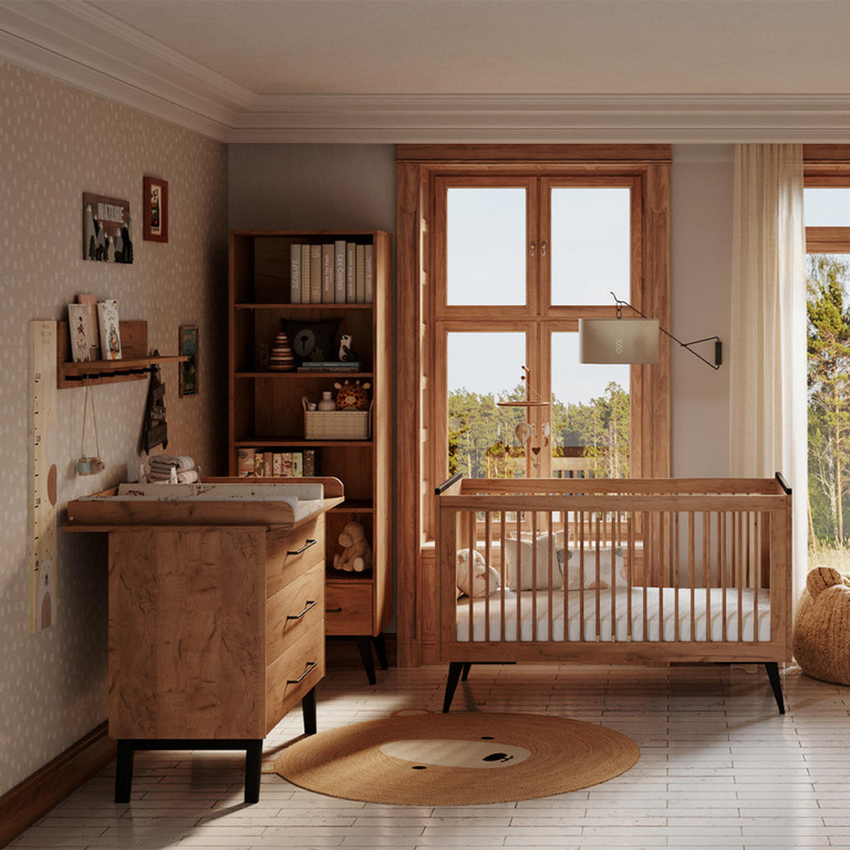 KNIHOVNA Retro Dřevo - hnědá, kompozitní dřevo (65/199.6/42.4cm) - Petits-meubles