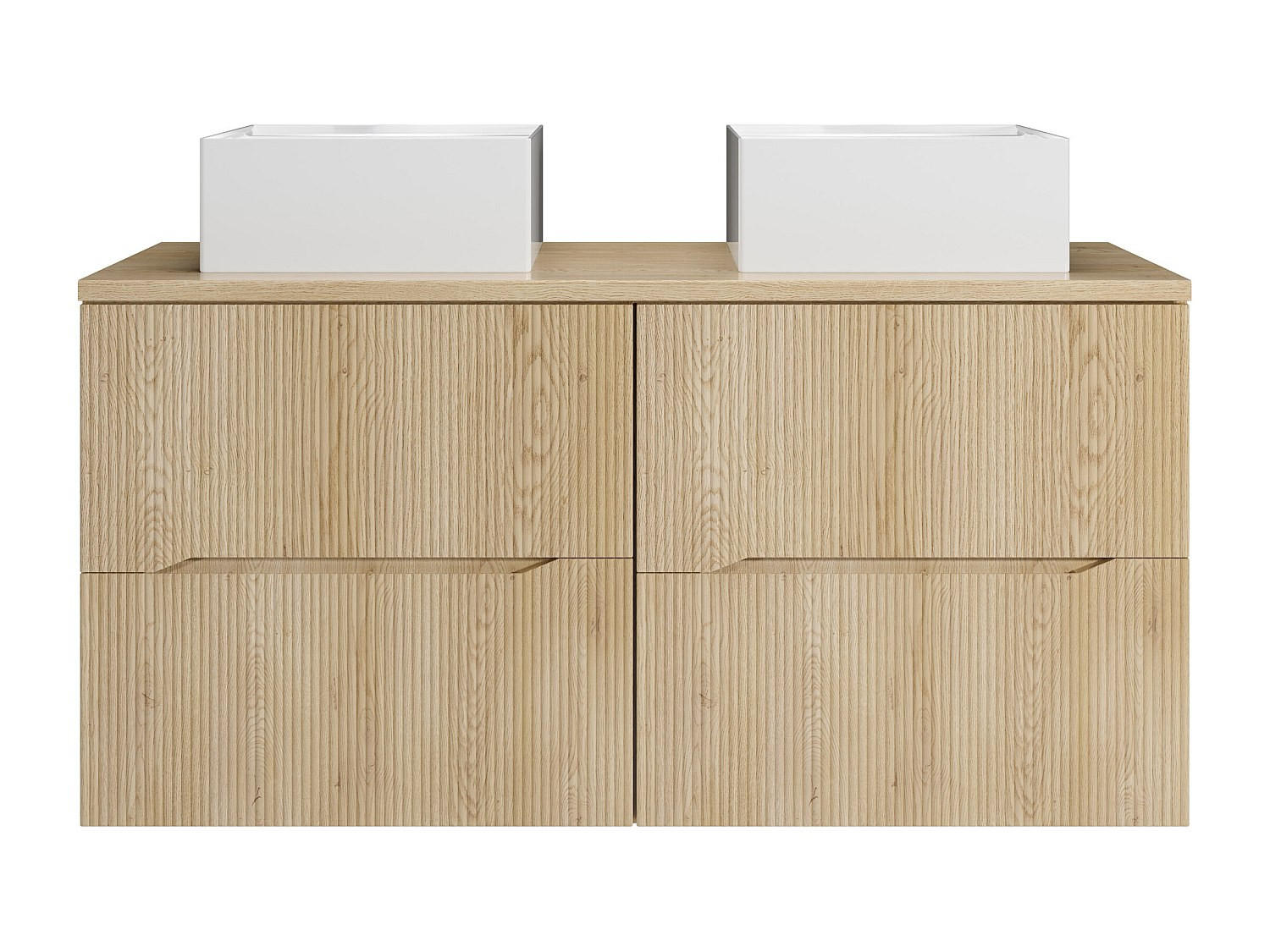 DOPPELWASCHTISCH - 120 cm x 46 cm - Holz, Platte - Naturfarben Hell - ORISO - Naturfarben, Holz (120/57/46cm) - Vente-Unique