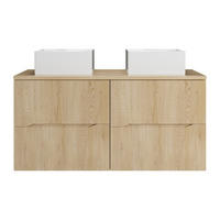 DOPPELWASCHTISCH - 120 cm x 46 cm - Holz, Platte - Naturfarben Hell - ORISO - Naturfarben, Holz (120/57/46cm) - Vente-Unique