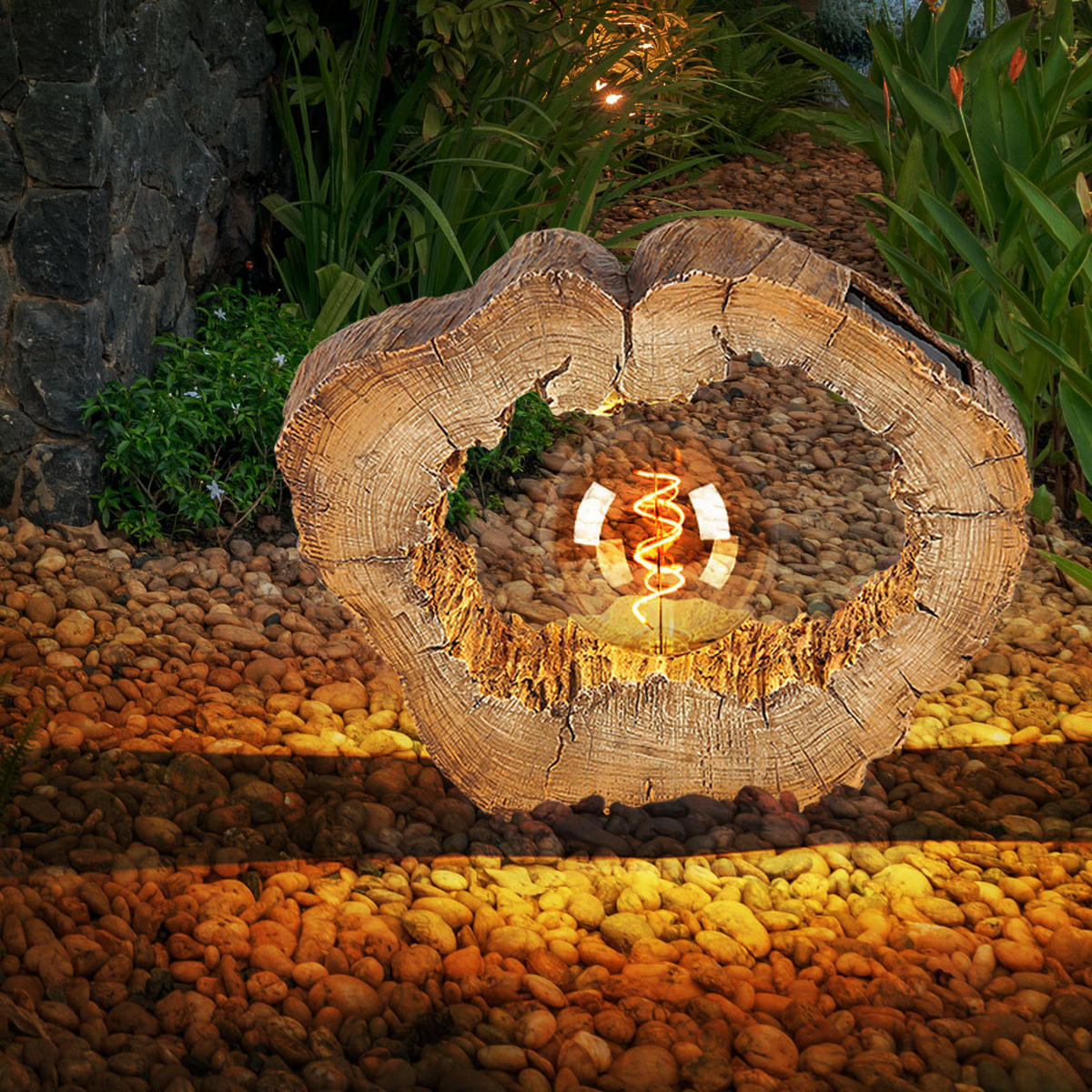 LED AUSSENLEUCHTE Baumscheibe Holzoptik Braun - Braun, Kunststoff (30.5/8.5/25.5cm) - Globo Lighting